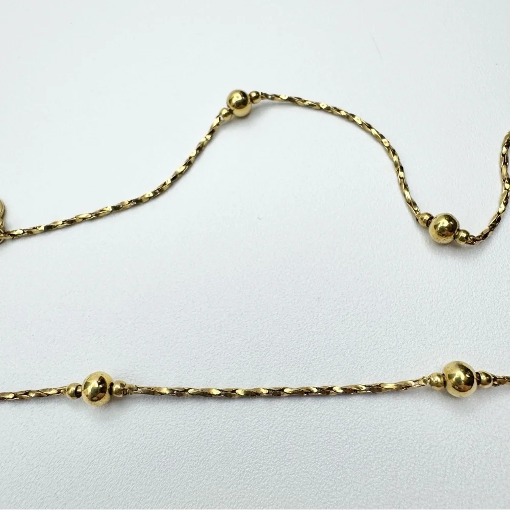Crown PD Premier Designs 1980 Gold Tone Mirror Rope Chain Bead Necklaces 24” TWO